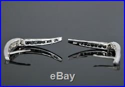 $995 JTL 14k White Gold Round White & Black Diamond Channel Set Drop Earrings