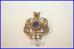 9Ct gold Edwardian brooch / pendant set with seed pearls