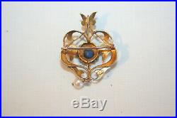 9Ct gold Edwardian brooch / pendant set with seed pearls