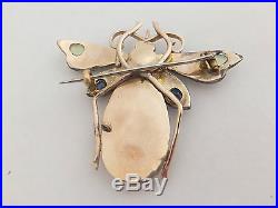 9ct/9k gold gem set, seed Pearl & large baroque Pearl Victorian bug brooch, 375