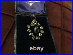 9ct Antique Victorian Yellow Gold Pendant Set With 38 Seed Pearls And A Garnet