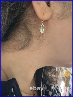 9ct Gold Aquamarine & Pearl Necklace & Earrings Set London 2008