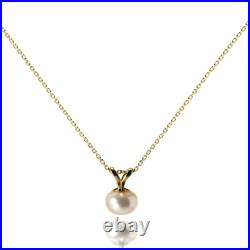 9ct Gold Set 6mm Pearl Pendant / Necklace 4 Colours