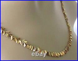9ct Gold Set 9ct Yellow Gold Feather Necklace & Drop Dangle Earrings