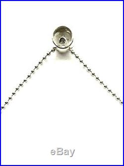 9ct White Gold Bead Chain Necklace with Diamond Set Pendant