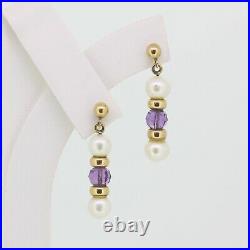 9ct Yellow Gold Cultured Pearl & Amethyst Necklace & Earrings Set