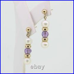 9ct Yellow Gold Cultured Pearl & Amethyst Necklace & Earrings Set