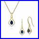 9ct-Yellow-Gold-Sapphire-Diamond-Leaf-Drop-Earring-45cm-Necklace-Set-01-xon