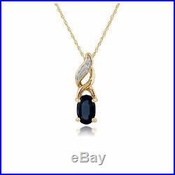9ct Yellow Gold Sapphire & Diamond Oval Drop Earrings & 45cm Necklace Set