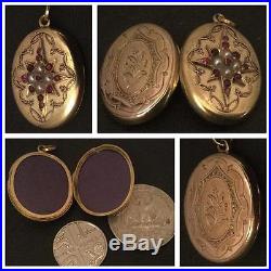A Stunning Ruby Pearl Set Star Locket In Solid 15ct Gold Victorian Circa 1870