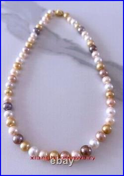AAAAA 18 7.510-11mm real south sea Multicolor pearl SETS bracelet necklace 14K