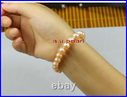 AAAAA 18 7.59-10mm real south sea gold pink pearl SETS bracelet necklace 14K