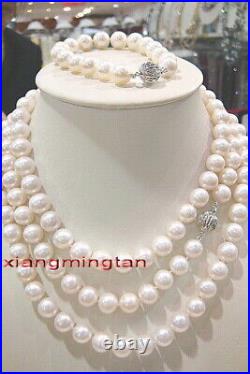 AAAAA 369-10mm REAL south sea white pearl SETS necklace bracelet earring 14K