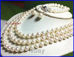 AAAAA 489-10mm REAL south sea white pearl necklace bracelet earring sets 14K