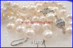 AAAAA long 4811-12mm south sea white pearl SETS necklace bracelet earring 14K