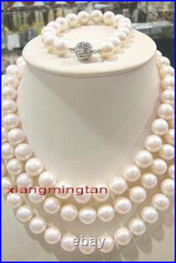 AAAAA long 4811-12mm south sea white pearl SETS necklace bracelet earring 14K