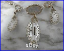ANTIQUE 14K Yellow Gold GEORGIAN Natural PEARLS Necklace Earrings SET