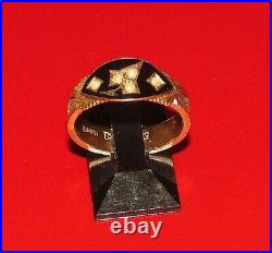 ANTIQUE VICTORIAN 9ct YELLOW GOLD ENAMEL 1908 PEARL SET HAIR DETAIL RING SIZE L