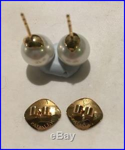 AUST. BROOME PASPALEY STH. SEA 10.5mm PEARL STUD EARRINGS SET 18ct YELLOW GOLD