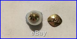 AUST. BROOME PASPALEY STH. SEA 10.5mm PEARL STUD EARRINGS SET 18ct YELLOW GOLD