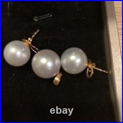 AUTHENTIC SOUTH SEA PEARL EARRINGS PENDANT SET, 14k 11mm-12MM, WithCertificate