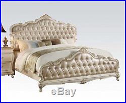 Acme Furniture 2354Q Chantelle Queen Bed, Rose Gold PU and Pearl White-1 Set