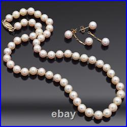 Akashi Pearl of Orient 14K Gold AAA Pearl Strand Necklace & Jacket Earrings