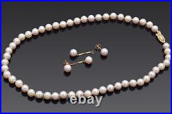 Akashi Pearl of Orient 14K Gold AAA Pearl Strand Necklace & Jacket Earrings