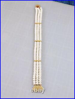 Akoya 14k Filigree Double Strand Pearl Necklace and Triple Bracelet SET