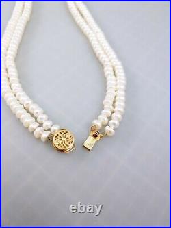 Akoya 14k Filigree Double Strand Pearl Necklace and Triple Bracelet SET