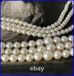 Akoya Cultured Pearl Necklace, 3 Rows set with 9ct white gold and diamond clasp