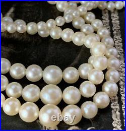Akoya Cultured Pearl Necklace, 3 Rows set with 9ct white gold and diamond clasp
