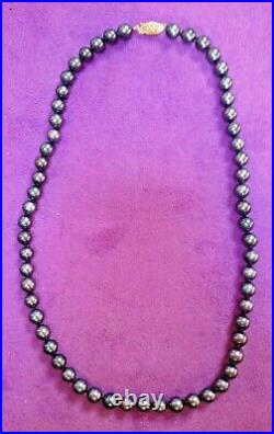 Akoya Enhanced Black Cultured Pearls-6-6.5mm -14kt Necklace & Earrings Set NIB