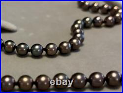 Akoya Pearl 5.9mm-5.5mm Black w Pink Overtone Necklace & Bracelet Set 14k Clasps