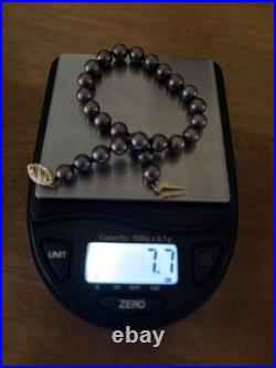 Akoya Pearl 5.9mm-5.5mm Black w Pink Overtone Necklace & Bracelet Set 14k Clasps