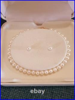 Akoya Pearl Jewelry Set with 14k Gold Necklace Bracelet Stud Earrings 5mm with Box