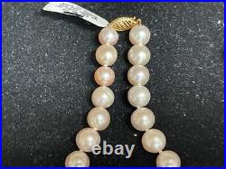 Akoya Pink Pearl Jewelry Set with 14k Gold Necklace, Bracelet, Stud Earrings DS30