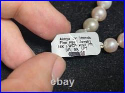 Akoya Pink Pearl Jewelry Set with 14k Gold Necklace, Bracelet, Stud Earrings DS30