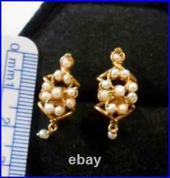 Amazing 21k 875 Yellow Gold Cultured Pearl Necklace Earring Bracelet Parure Set