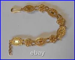 Amazing 21k 875 Yellow Gold Cultured Pearl Necklace Earring Bracelet Parure Set