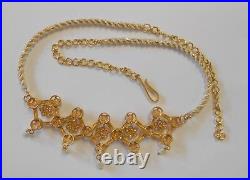Amazing 21k 875 Yellow Gold Cultured Pearl Necklace Earring Bracelet Parure Set
