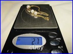 Amazing Vtg 14k Gold Genuine Mikimoto Quality Akoya Pearls Earring Pendant Chain