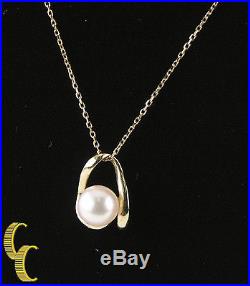 American Pearl 14k Yellow Gold Pendant & Stud Earring Set Christmas Gift 4 Her