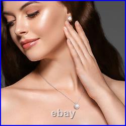 Amour 10K White Gold FW Pearl & Diamond Halo Stud Earrings, Pendant & Chain Set