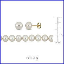 Amour 10K Yellow Gold Cultured Freshwater Pearl Stud Earrings & 18 Necklace Set