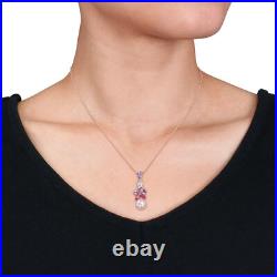 Amour 18K Rose Gold Silver Cultured Freshwater Pearl, Topaz & Rose de France Set Amour 18K Rose Gold Silver Cultured Freshwater Pearl, Topaz & Rose de France Set