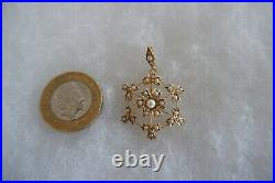An Antique Edwardian Period 15ct Gold'star Design' Pearl Set Pendant C1910's