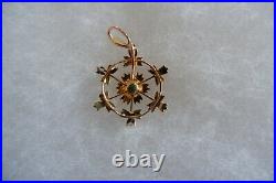An Antique Edwardian Period 15ct Gold'star Design' Pearl Set Pendant C1910's