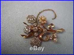 An Edwardian Pearl and Diamond (3.25ct) Flowers Brooch Set In 18ct Gold