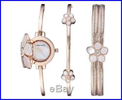 Anne Klein Mother of Pearl Dial Ladies Rose Gold-Tone Watch and Bangle Set 0713